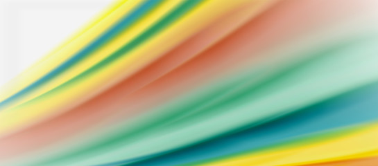 Wave lines abstract background, smooth silk design with rainbow style colors. Liquid fluid color waves. Vector Illustration