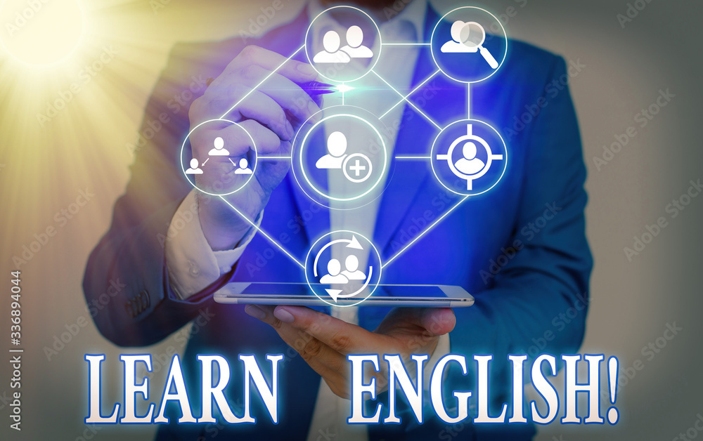 Poster handwriting text writing learn english. conceptual photo gain acquire knowledge in new language by s