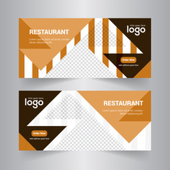 Food & Restaurant standard size Web Banners. Modern design concept for corporate website advertising.