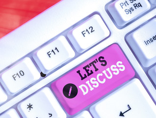 Text sign showing Let Discuss. Business photo showcasing asking someone to talk about something...