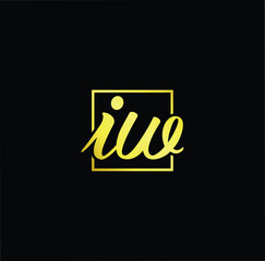 Minimal elegant monogram art logo. Outstanding professional trendy awesome artistic IW WI initial based Alphabet icon logo. Premium Business logo gold color on black background
