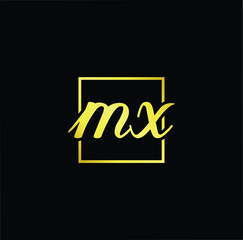 Minimal elegant monogram art logo. Outstanding professional trendy awesome artistic MX XM initial based Alphabet icon logo. Premium Business logo gold color on black background