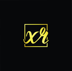 Minimal elegant monogram art logo. Outstanding professional trendy awesome artistic XR RX initial based Alphabet icon logo. Premium Business logo gold color on black background