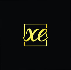 Minimal elegant monogram art logo. Outstanding professional trendy awesome artistic XE EX initial based Alphabet icon logo. Premium Business logo gold color on black background