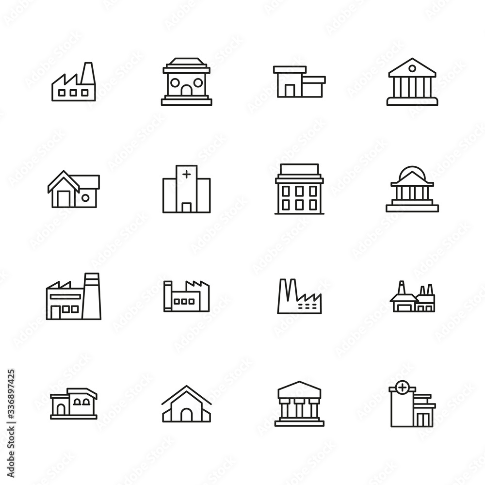 Poster simple set of architecture icons in trendy line style.