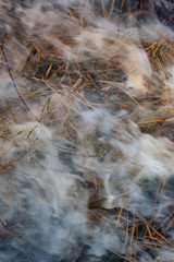 smoke from burning grass as a background