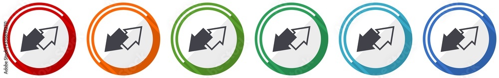 Poster Exchange icon set, flat design vector illustration in 6 colors options for webdesign and mobile applications