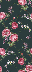 Peinture de style oriental, motif harmonieux d& 39 aquarelle avec des fleurs roses. Parfait pour le papier peint, la conception de tissus, le papier d& 39 emballage, les textures de surface, le papier numérique.