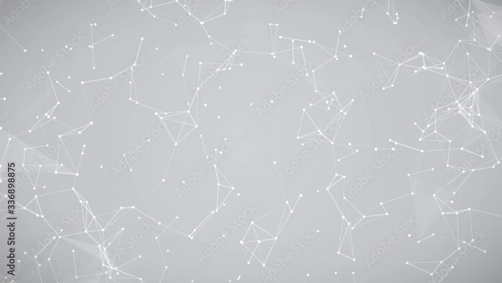 Poster abstract white plexus structure evolving in motion background with technology, science and engineeri