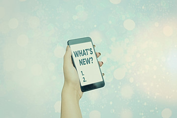 Writing note showing What New Question. Business concept for when you ask someone about his current...