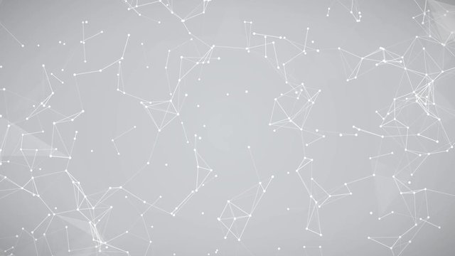 Abstract white plexus structure evolving in motion background with technology, science and engineering, 3d