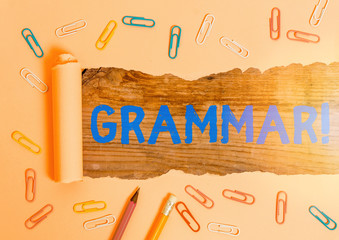 Conceptual hand writing showing Grammar. Concept meaning whole system structure language syntax and...