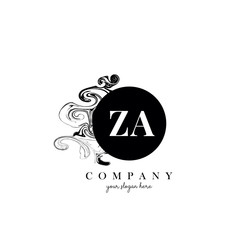 ZA Initial Letter Logo Design with Ink Cloud Flowing Texture Vector. - obrazy, fototapety, plakaty