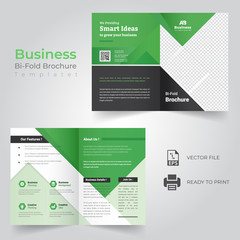 Green Color Business Concept Bi-fold Brochure Design. Modern & Unique Design.