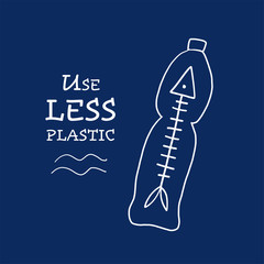 Use Less Plastic, Concept Art. Fish in the bottle