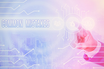 Word writing text Common Mistakes. Business photo showcasing actions that are often used...