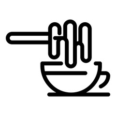 Honey spoon tea cup icon. Outline honey spoon tea cup vector icon for web design isolated on white background