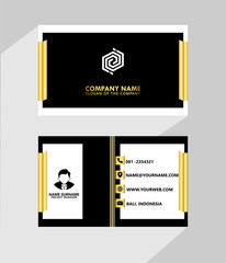 Business name card luxury with modern black white gold	