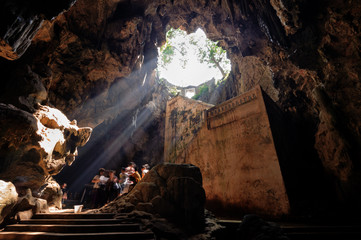 Sunbeam in cave  kaoluang mountain  in phetchaburi Thailand