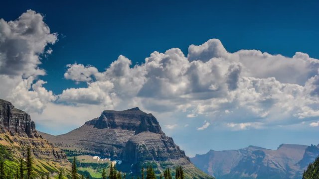 Logan Pass Mountain with cloud front FULL HD