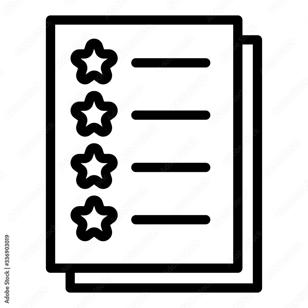 Poster star points checklist icon. outline star points checklist vector icon for web design isolated on whi