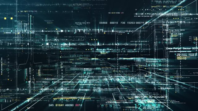 Futuristic digital generated motion abstract matrix cyber environment big data analytic artificial intelligent simulation for loop digital background