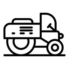 Road roller icon. Outline road roller vector icon for web design isolated on white background