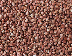 Fresh dry buckwheat. Background, buckwheat texture. Concept: healthy eating.