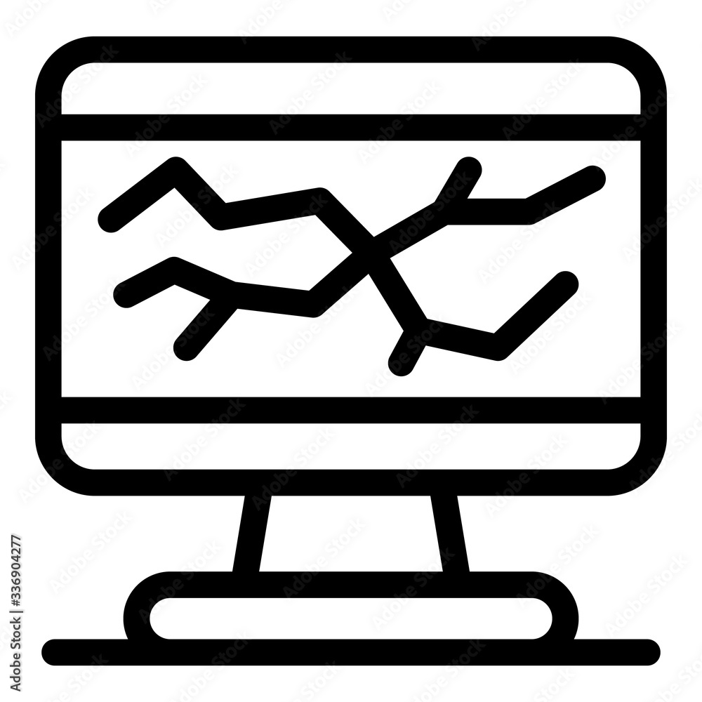 Poster cracked computer monitor icon. outline cracked computer monitor vector icon for web design isolated 
