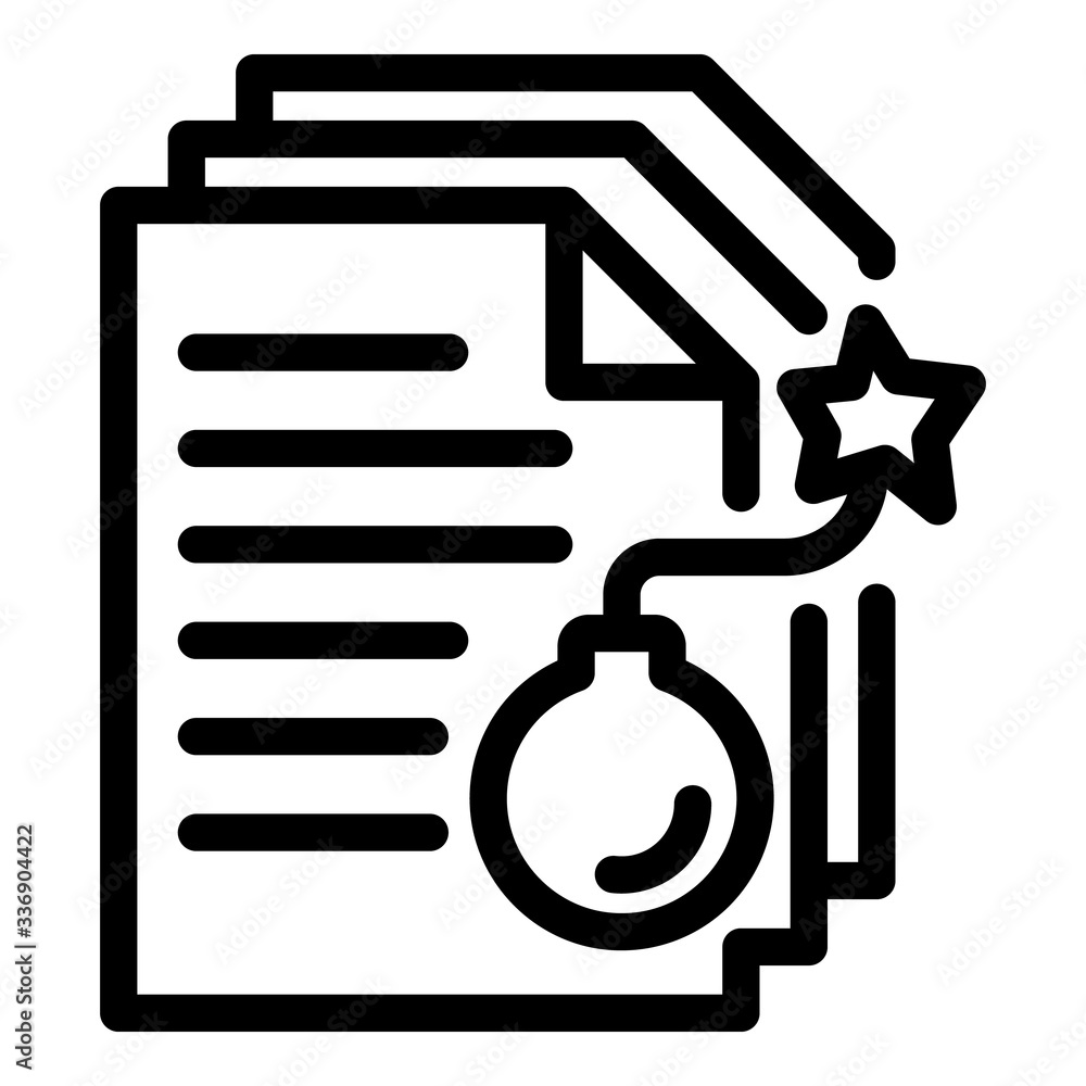 Poster bomb fraud documents icon. outline bomb fraud documents vector icon for web design isolated on white