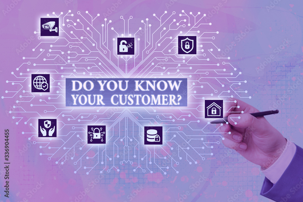 Poster conceptual hand writing showing do you know your customer question. concept meaning service identify