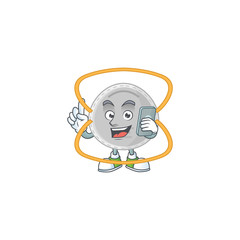 Cartoon design concept of N95 mask talking on phone