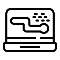 Laptop virus worm icon. Outline laptop virus worm vector icon for web design isolated on white background