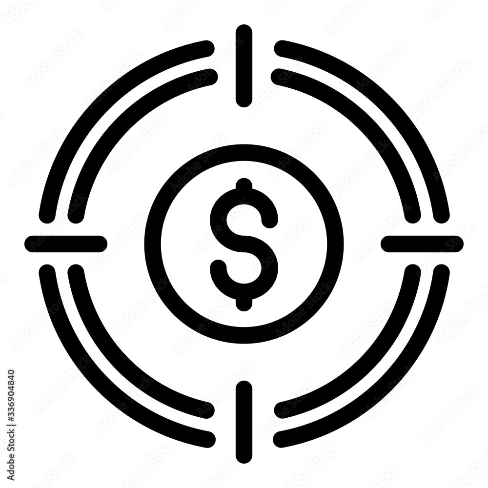 Poster Money target icon. Outline money target vector icon for web design isolated on white background