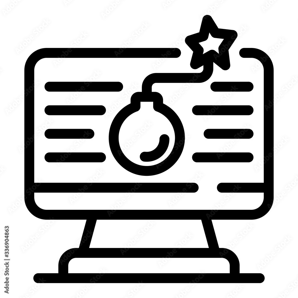 Poster fraud computer bomb icon. outline fraud computer bomb vector icon for web design isolated on white b