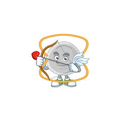 Charming picture of N95 mask Cupid mascot design concept with arrow and wings