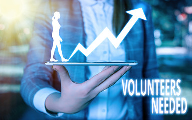 Word writing text Volunteers Needed. Business photo showcasing need work or help for organization...