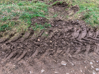 Tractor track on the ground