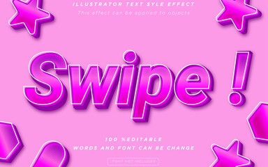 swipe text effect style gradient color pink premium vectot