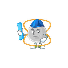 Talented Architect N95 mask cartoon design style having blue prints