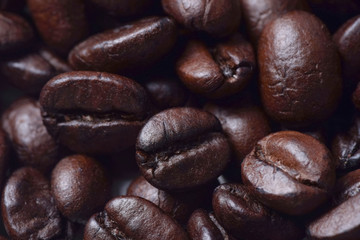 Naklejka premium coffee beans macro photo