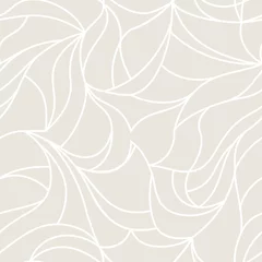  Vector organisch patroon. Naadloze textuur van planten getekende lijnen. Stijlvolle bladeren lichtgrijze achtergrond. Modern behang of textielprint © Юрий Парменов