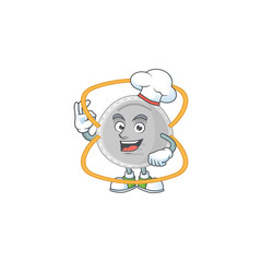 N95 mask cartoon design style proudly wearing white chef hat