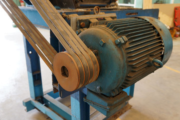 Close up , Old 4 belt and pulley on the motor            