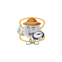 World explorer N95 mask cartoon design style using compass