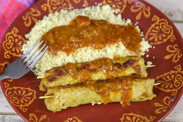 brochettes de volaille et couscous