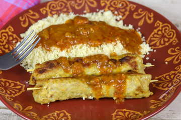 brochettes de volaille et couscous