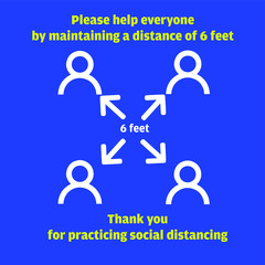Social Distancing or Safe Distancing Message Sticker for stores, supermarkets and public places to help reduce the spread of covid-19 coronavirus. 68 MP High Resolution