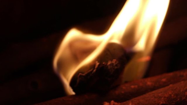 Fuego en le&ntilde;a detalle