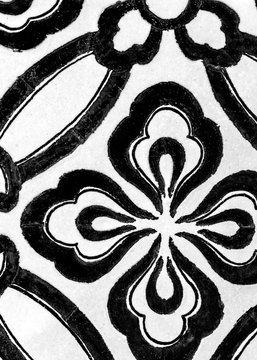 Black floral tiles